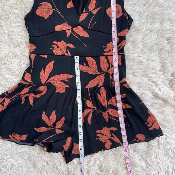 Thakoon Black and orange Floral Ruffle Romper sleeveless silk size 2 - Picture 10 of 12